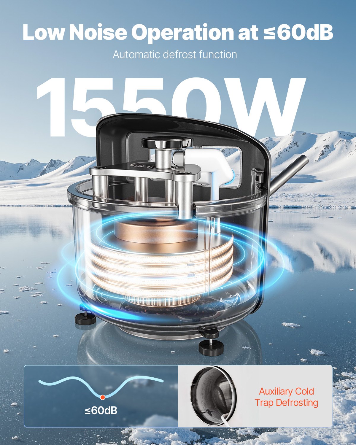 VEVOR Freeze Dryer Freeze Drying Machine Drying Equipment (4-6 kg Capacity) for Food with 4-Layer Trays & Adjustable Temperature and Time, for Fruit White