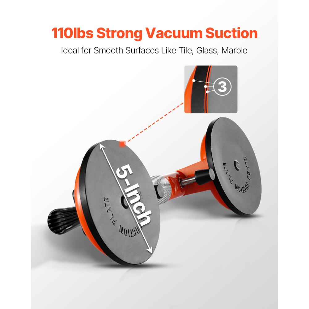 VEVOR 2 PCS Herramientas para Unir Juntas de Granito con Ventosas de 125 mm Ajustable a 180° Succión Vertical de 50 kg, Herramienta para Instalar en Encimeras de Baldosas, Piedra y Losas de Mármol