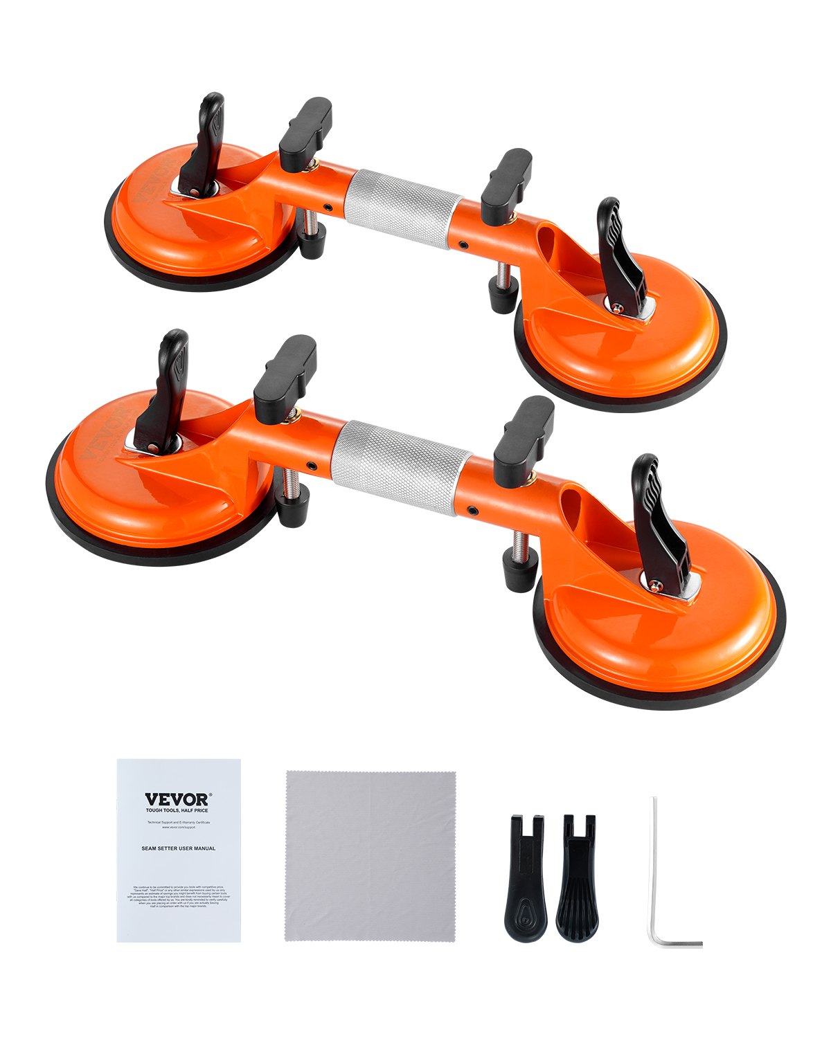 VEVOR Seamless Seam Setter 2-Pack Granite Seam Connectors with 125 mm Vacuum Suction Cups, for Joining & Leveling Seams, 180° Adjustable, Ideal for Tiles, Stone, Marble Slabs