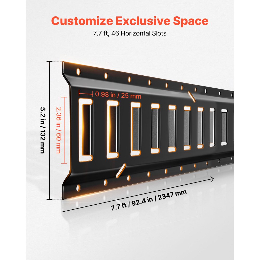 VEVOR Kit de Amarre E-Track, Paquete de 4 Rieles de 2346 mm, Capacidad de Carga de 909 kg, Sistema de Amarre para Furgonetas, Remolques, Garajes y Herramientas de Taller, Correas no Incluidas