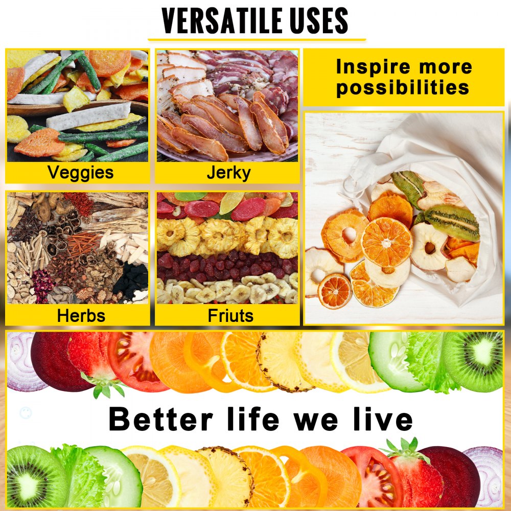 Vevor Máquina Deshidratadora De Alimento Secador De Fruta Y Verdura 16 Bandejas