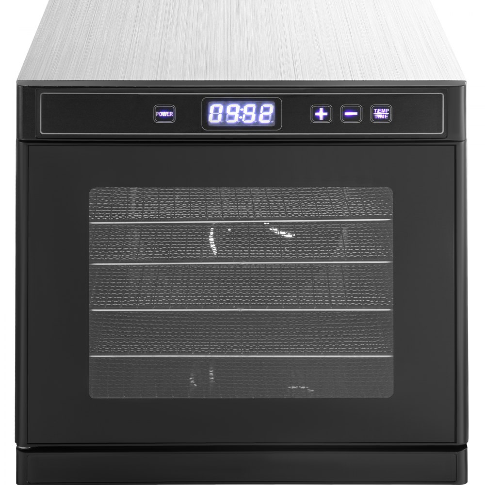 VEVOR Máquina deshidratadora de alimentos eléctrica 6 bandejas 600 W Secador de frutas y verduras 35-75 ° C Temporizador 48 H Deshidratadora de frutas