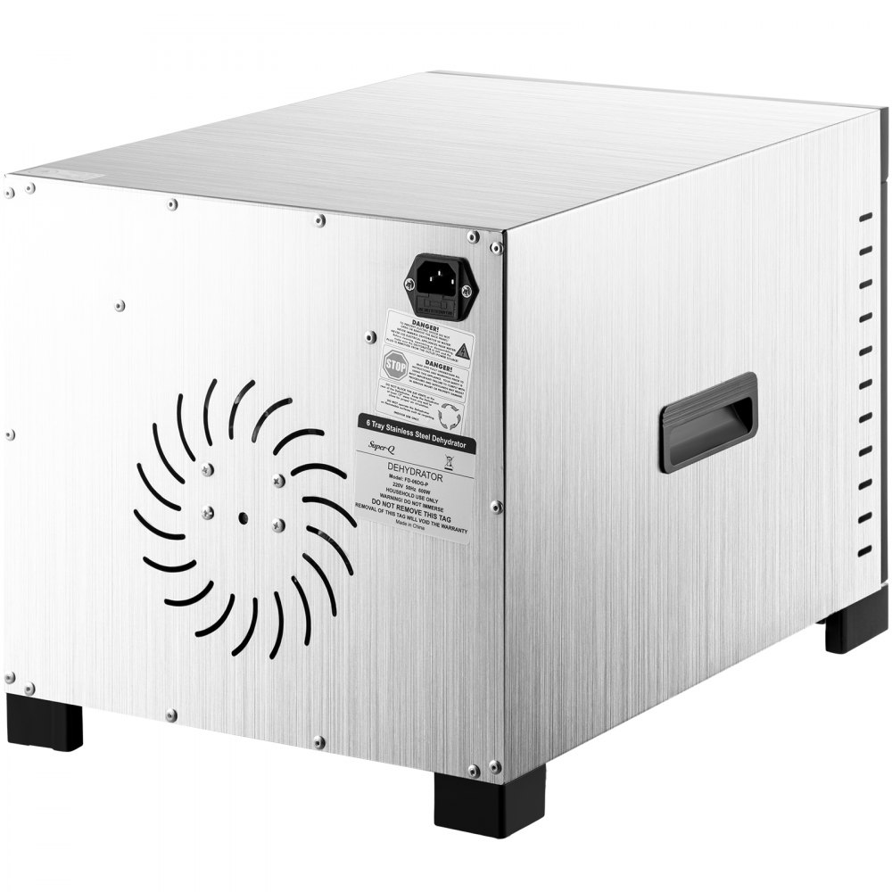 VEVOR Máquina deshidratadora de alimentos eléctrica 6 bandejas 600 W Secador de frutas y verduras 35-75 ° C Temporizador 48 H Deshidratadora de frutas