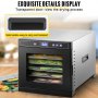 VEVOR Máquina deshidratadora de alimentos eléctrica 6 bandejas 600 W Secador de frutas y verduras 35-75 ° C Temporizador 48 H Deshidratadora de frutas