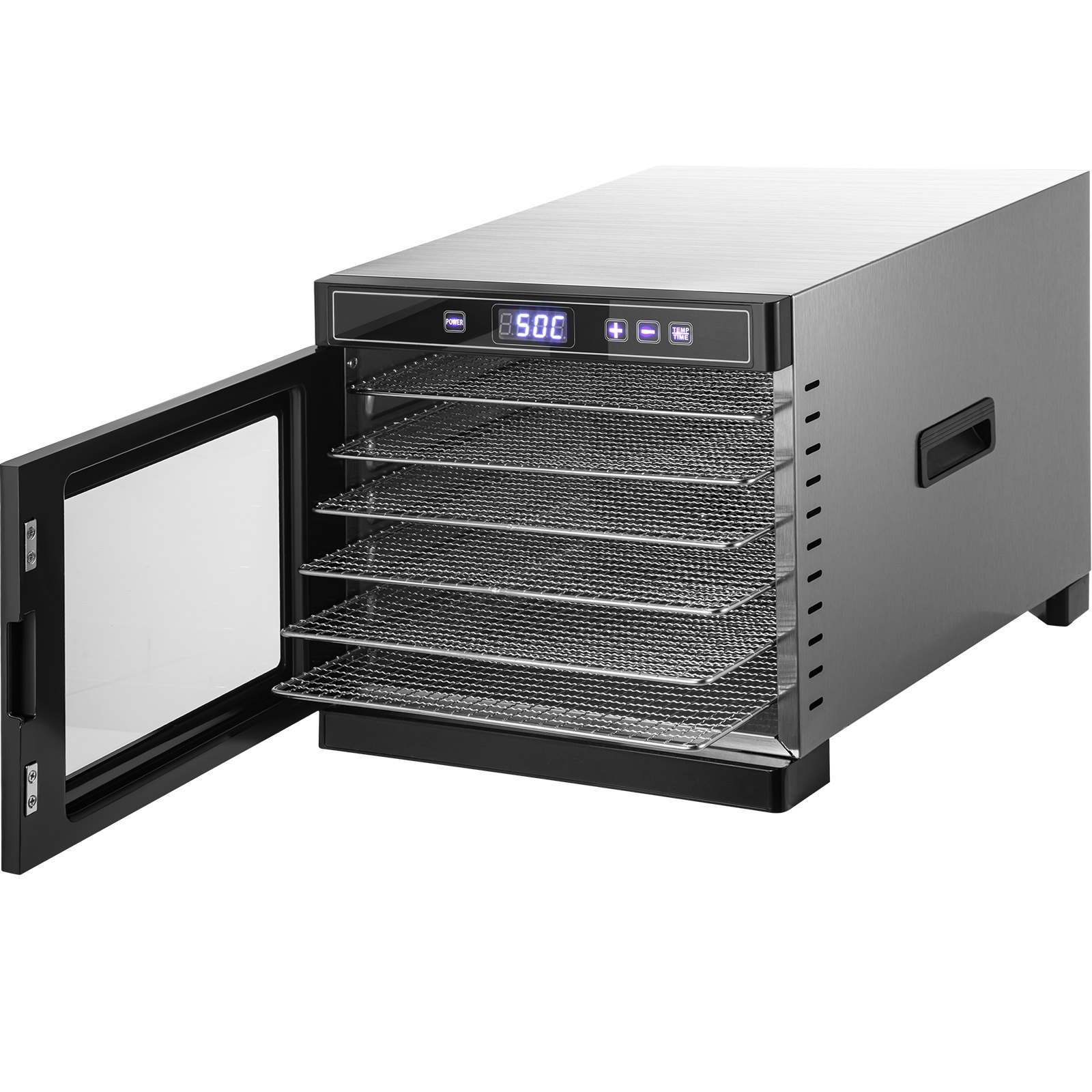 VEVOR Máquina deshidratadora de alimentos eléctrica 6 bandejas 600 W Secador de frutas y verduras 35-75 ° C Temporizador 48 H Deshidratadora de frutas