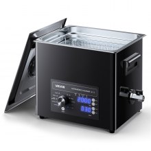 VEVOR Limpiador Ultrasónico 10 L, Máquina de Ultrasonido para Limpieza con Control de Perilla, de Acero Inoxidable, con Cesta y Bola de Limpieza para Relojes, Maquinillas de Afeitar, Joyas, Negro
