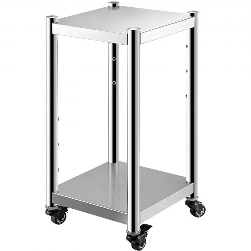 VEVOR Soporte para Calentador de Arroz 14" x 14" Soporte para Equipo de Acero Inoxidable Soporte para Calentador de Sushi 2 Estantes para Equipo de Cocina Comercial con Ruedas y Dos Frenos