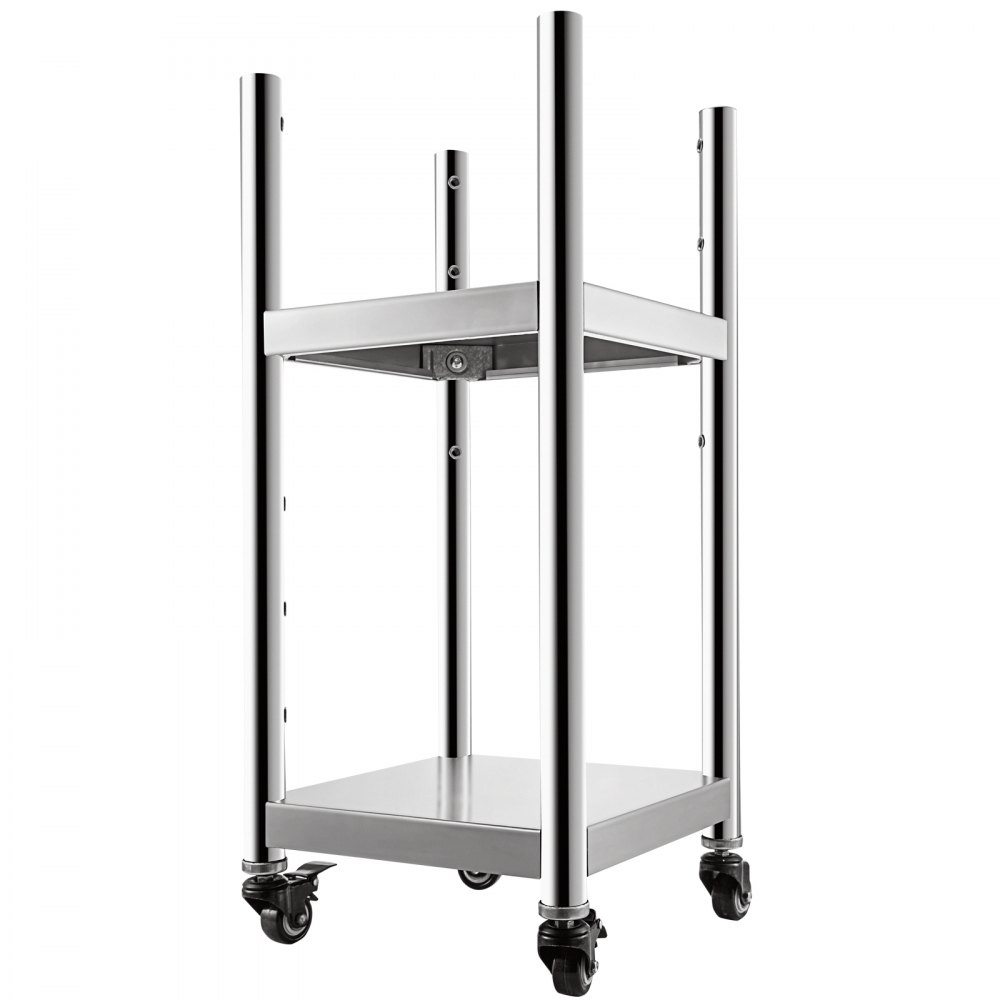 VEVOR Soporte para Calentador de Arroz 14" x 14" Soporte para Equipo de Acero Inoxidable Soporte para Calentador de Sushi 2 Estantes para Equipo de Cocina Comercial con Ruedas y Dos Frenos