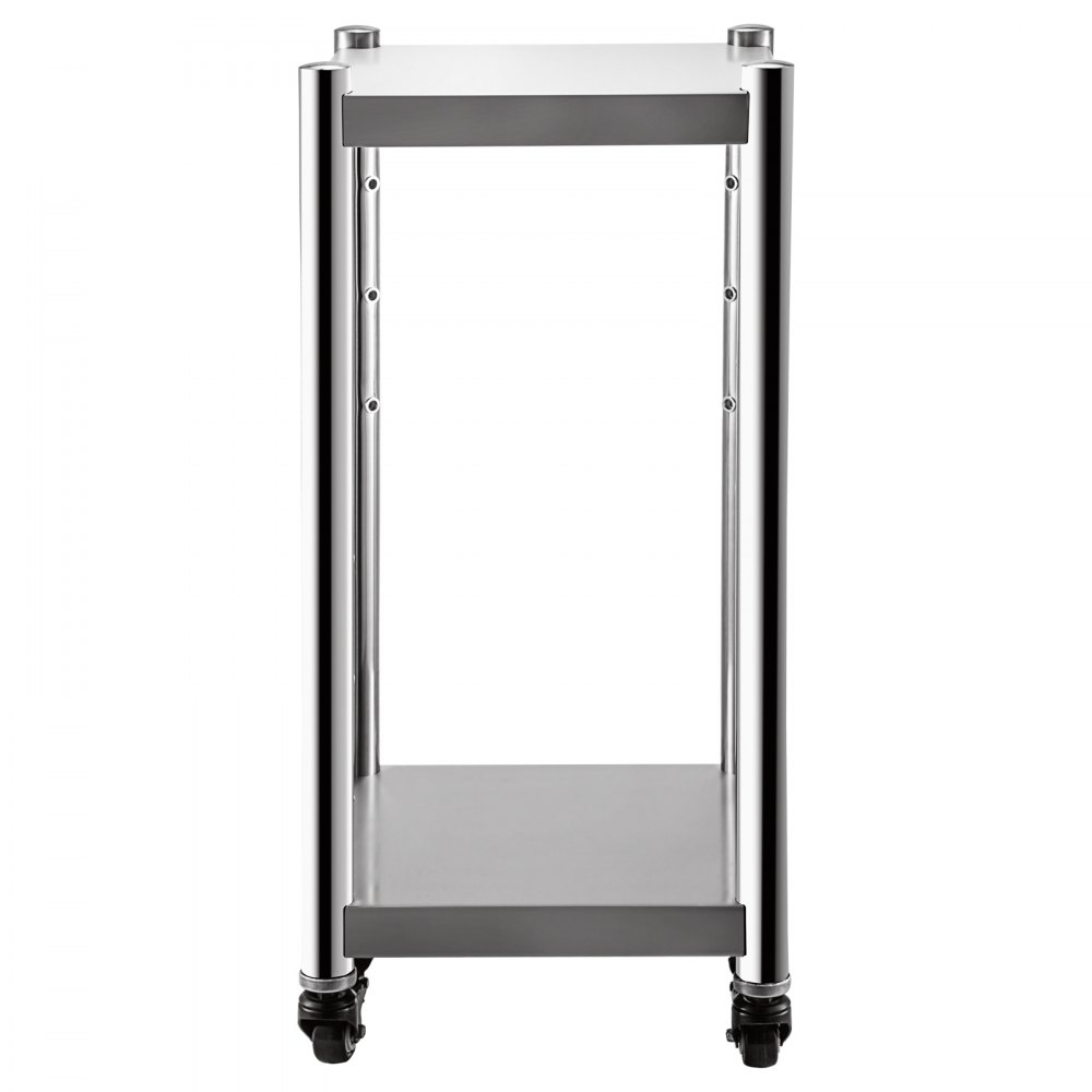 VEVOR Soporte para Calentador de Arroz 14" x 14" Soporte para Equipo de Acero Inoxidable Soporte para Calentador de Sushi 2 Estantes para Equipo de Cocina Comercial con Ruedas y Dos Frenos