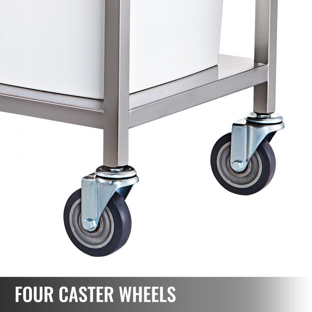 Vevor Carrito Con 3 Contenedores Para Arroz 33 L, Acero Inoxidable Con 4 Ruedas