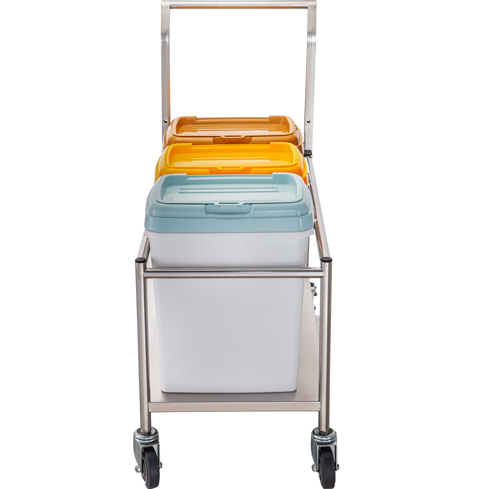 Vevor Carrito Con 3 Contenedores Para Arroz 33 L, Acero Inoxidable Con 4 Ruedas