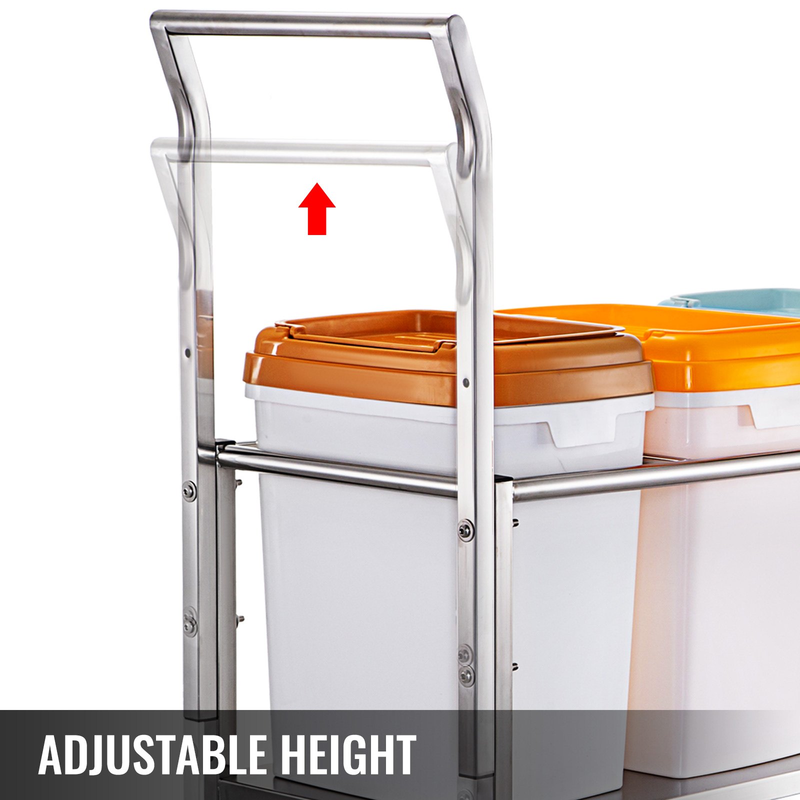 Vevor Carrito Con 3 Contenedores Para Arroz 33 L, Acero Inoxidable Con 4 Ruedas