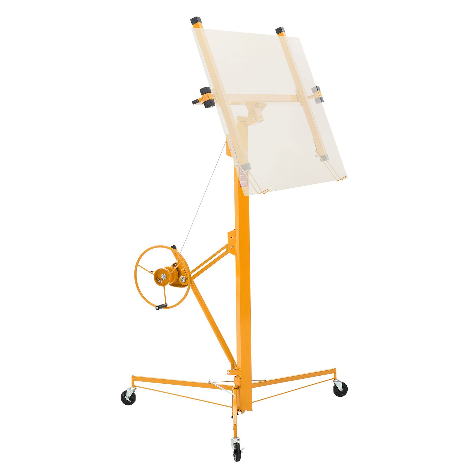 VEVOR Elevador de Placas de Yeso, con Brazo Telescópico Ajustable 1245–2921 mm, Capacidad de Carga de 68 kg, Altura de 4877 mm, para Montaje en Techo y Pared, 1530 x 1530 x 1940 mm, Amarillo