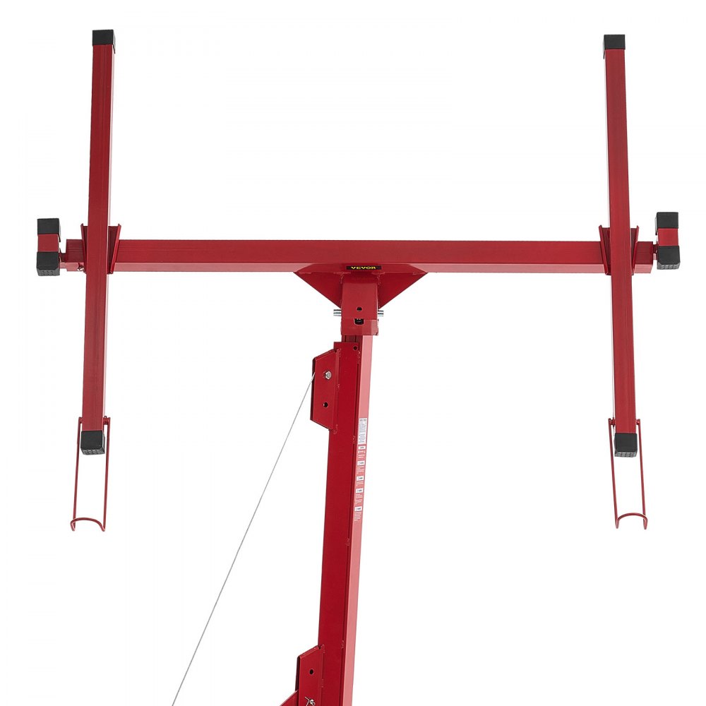 VEVOR Elevador de Placas de Yeso, con Brazo Telescópico Ajustable 1245–2921 mm, Carga Máxima 68 kg, Altura de 4877 mm, para Montaje en Techo y Pared, 1530 x 1530 x 1940 mm, Acero Q235B, Rojo