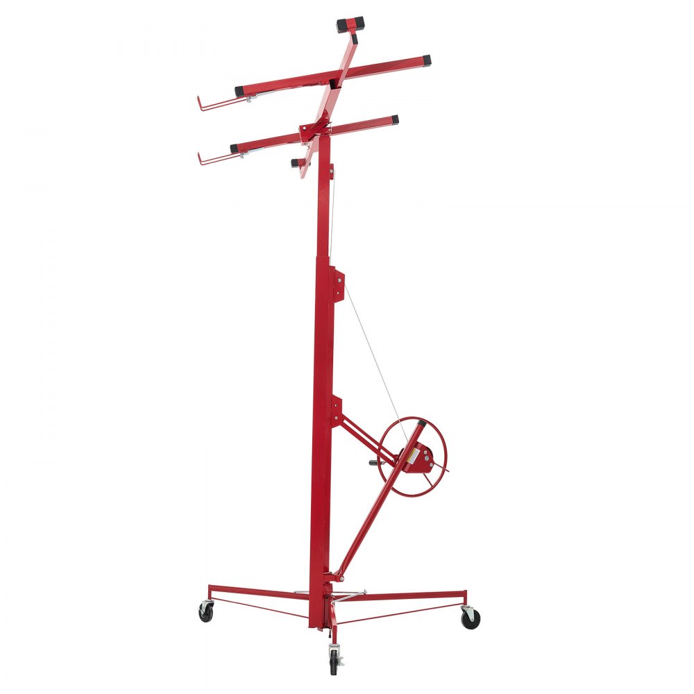 VEVOR Elevador de Placas de Yeso, con Brazo Telescópico Ajustable 1245–2921 mm, Carga Máxima 68 kg, Altura de 4877 mm, para Montaje en Techo y Pared, 1530 x 1530 x 1940 mm, Acero Q235B, Rojo