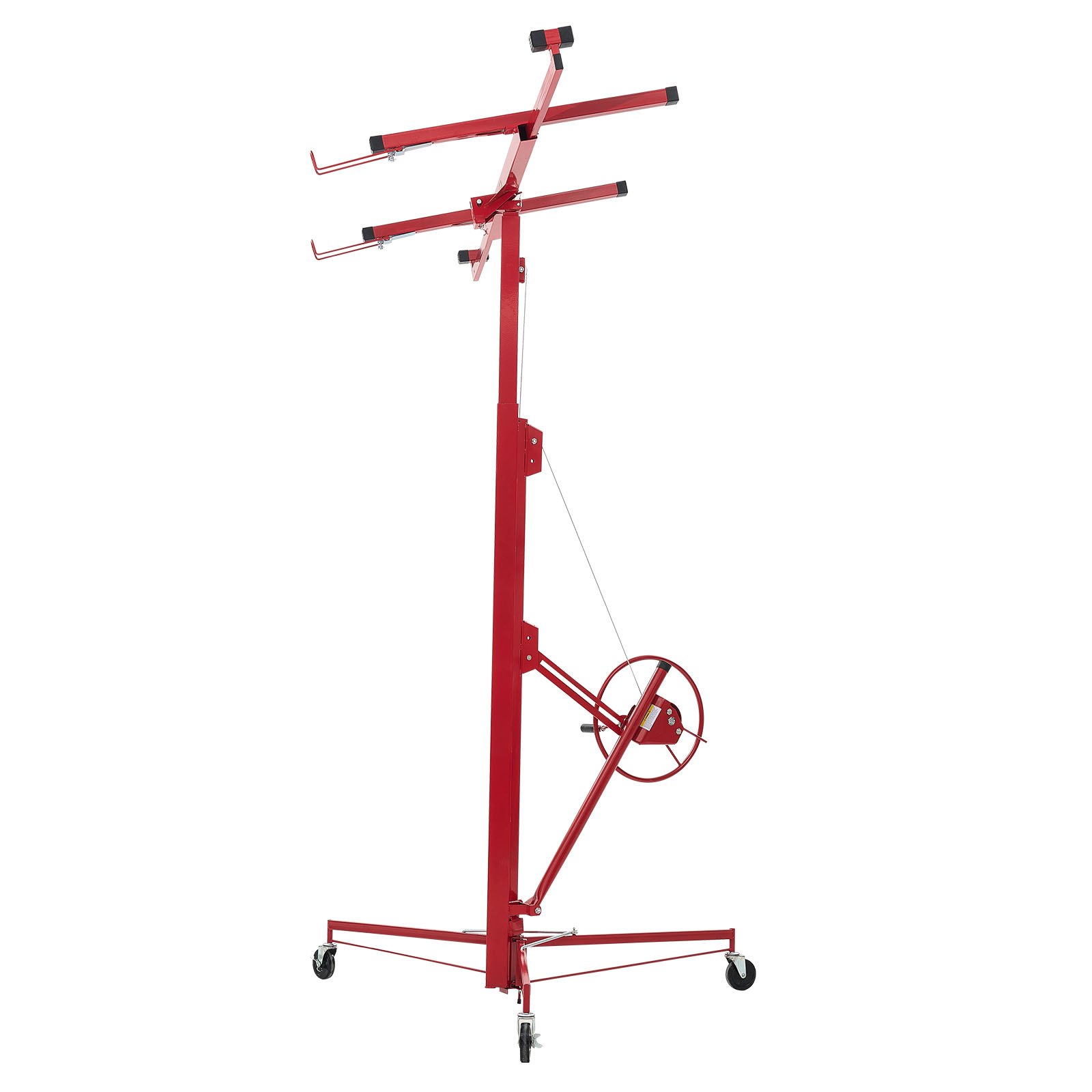 VEVOR Elevador de Placas de Yeso, con Brazo Telescópico Ajustable 1245–2921 mm, Carga Máxima 68 kg, Altura de 4877 mm, para Montaje en Techo y Pared, 1530 x 1530 x 1940 mm, Acero Q235B, Rojo