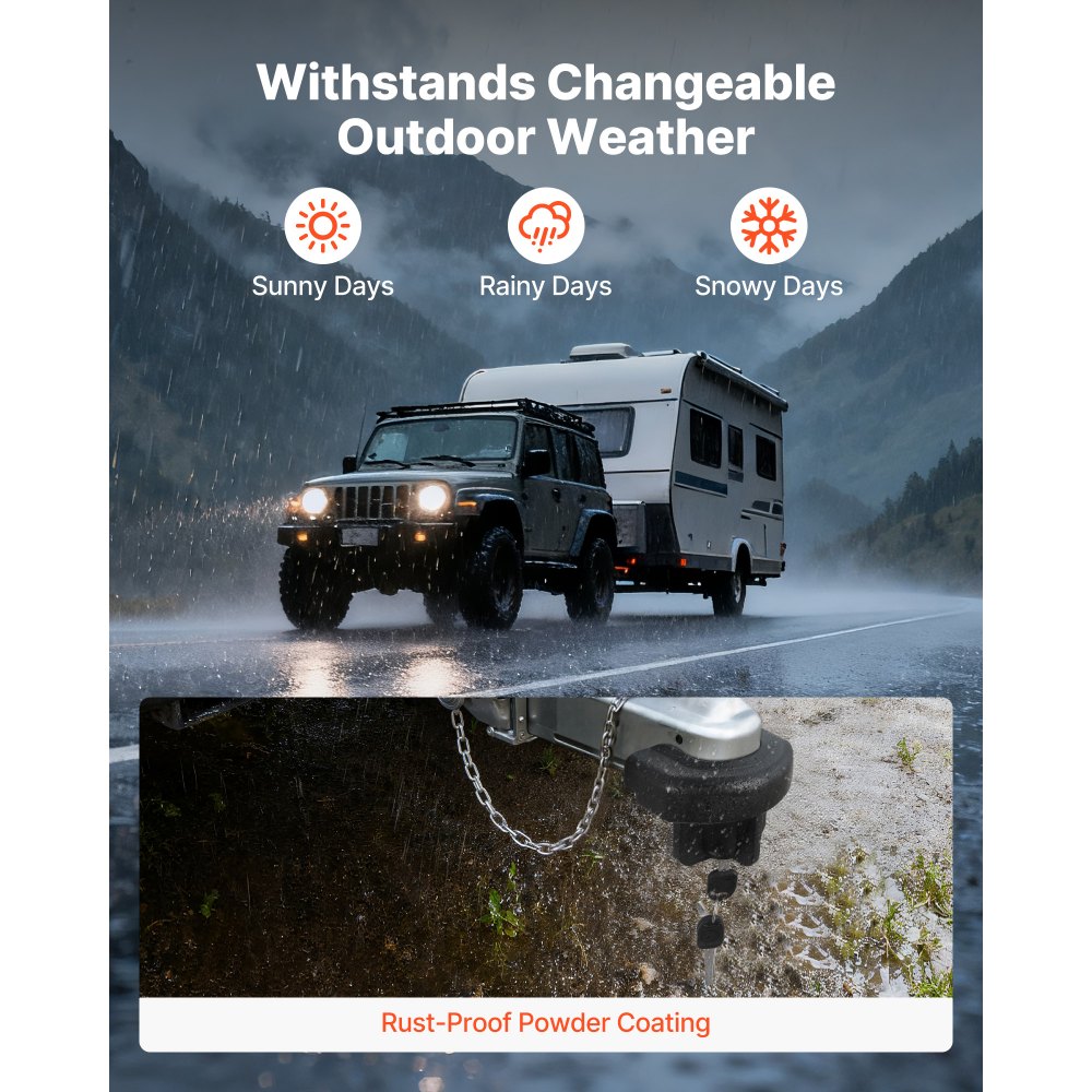 VEVOR Candado para Enganche de Remolque, para Acopladores de 5,08 cm, con 3 Llaves, Resistente a la Palanca y a los Impactos, Apto para Autocaravanas, Barcos, Vehículos Todoterreno y Remolques