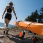 VEVOR Kayak Cart, 113.4 kg Load Capacity, Foldable Kayak Trolley with 25.4 cm Solid PU Tires & 1 Ratchet Strap, Paddle Board Trolley for Carrying Kayaks, Canoes, Paddleboards, Float Mats,Jon Boats