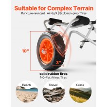 VEVOR Remolque Horizontal para Kayak, Remolque Plegable 700 x 400 x 400 mm con Neumáticos de Goma Maciza de 25,4 cm y 1 Correa de Trinquete Carga 113 kg, Carrito para Tabla de Surf de Remo, Kayaks