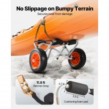 VEVOR Remolque Horizontal para Kayak, Remolque Plegable 700 x 400 x 400 mm con Neumáticos de Goma Maciza de 25,4 cm y 1 Correa de Trinquete Carga 113 kg, Carrito para Tabla de Surf de Remo, Kayaks