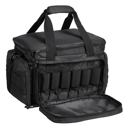 VEVOR Estuche blando para 4 pistolas, estuche para pistola con 3 deflectores desmontables y 6 cargadores, estuche para arma de fuego, bolsa para pistola para campo de tiro de caza al aire libre, estuche para pistola con una sola tira para el hombro, negro
