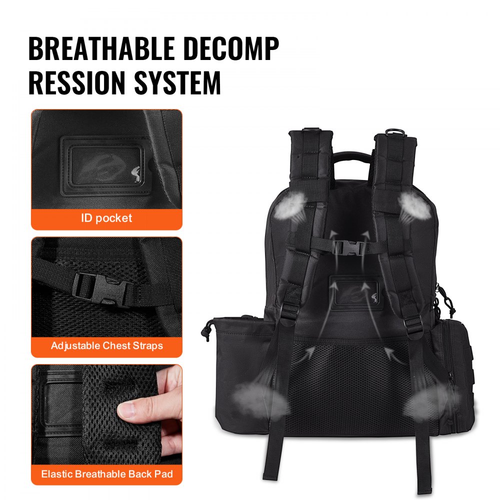 Mochila táctica VEVOR para 6 pistolas, mochila para armas con 6 bolsas independientes para pistolas y 10 cargadores, mochila para pistolas para caza y tiro al aire libre, bolsa de tiro para pistolas con cremallera bloqueable, color negro