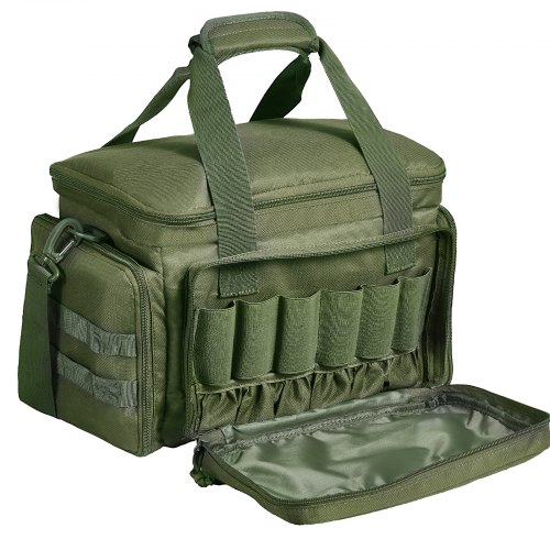 VEVOR Estuche blando para 4 pistolas, estuche para pistola con 3 deflectores desmontables y 6 cargadores, estuche para arma de fuego, bolsa para pistola para campo de tiro de caza al aire libre, estuche para pistola con una sola tira para el hombro, verde