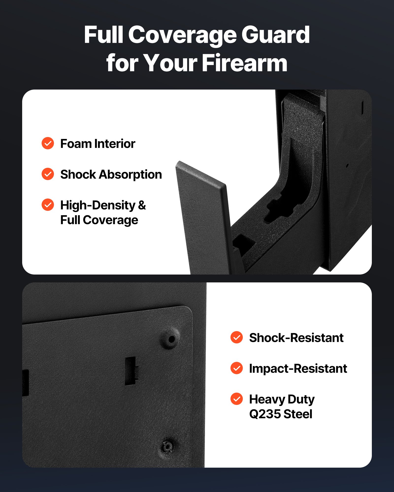 VEVOR Caja Fuerte para Pistolas Control Deslizante, 3 Formas de Acceso por Huella Dactilares, Contraseña y Llave, Caja Fuerte para Armas con Iluminación, Capacidad de 1 Pistola y 1 Cargador, Negro