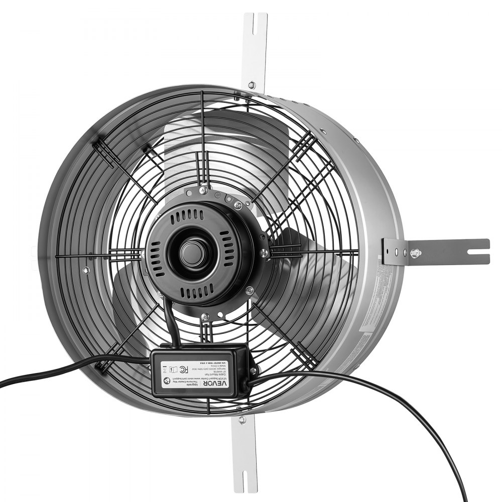 VEVOR Extractor de Aire para Ático 38,1 cm 1300 CFM Ventilador de Hastial, con Termostato Ajustable de 0-60 °C, Acero Q235A, 220-240 V y Cable de Alimentación de 2 m para Garaje, Almacén y Taller
