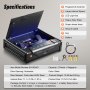 Caja fuerte biométrica VEVOR con escáner de huellas dactilares, luz LED, acero resistente y cable seguro.