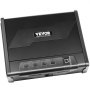 Caja fuerte biométrica VEVOR con teclado, escáner de huellas dactilares y acabado texturizado negro.