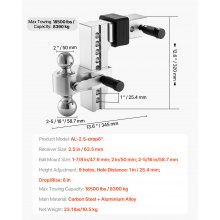 VEVOR Enganche de Remolque Ajustable de Caída de 8" Enganche de Bola de 8390 kg