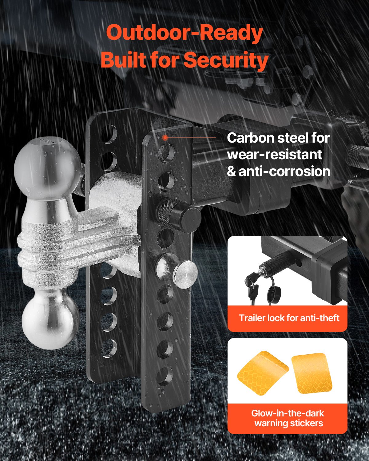 VEVOR Enganche de Remolque Ajustable Montaje de Bola de Enganche de Caída de 6"