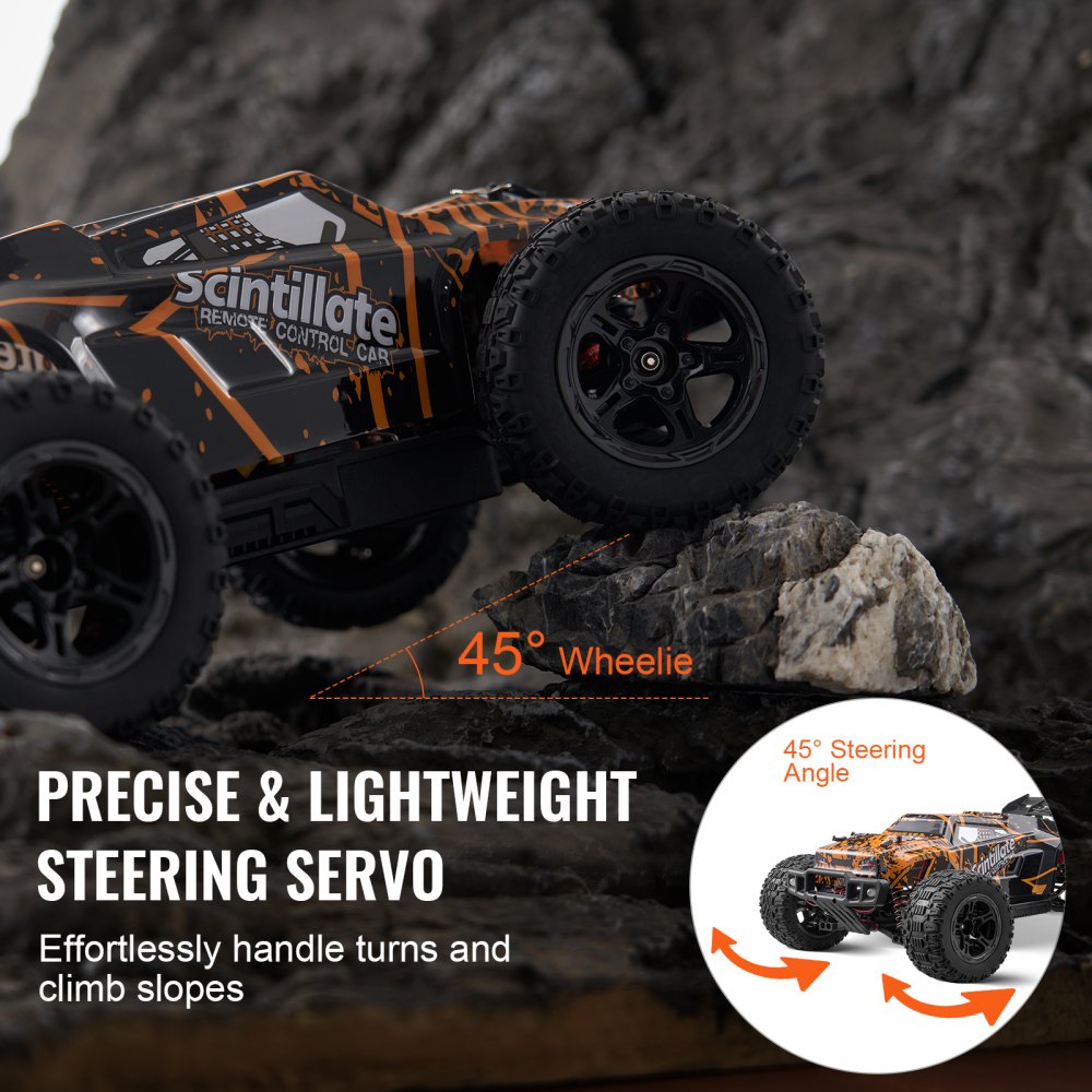 VEVOR Remote Controlled Car, 1:10 Scale, RC Car, All-Terrain 4WD Off-Road Truck with 45° Wheelie & Adjustable Speed, 50 km/h RC Racing Car Toy, Ideal for Children 8 Years and Over, IPX4