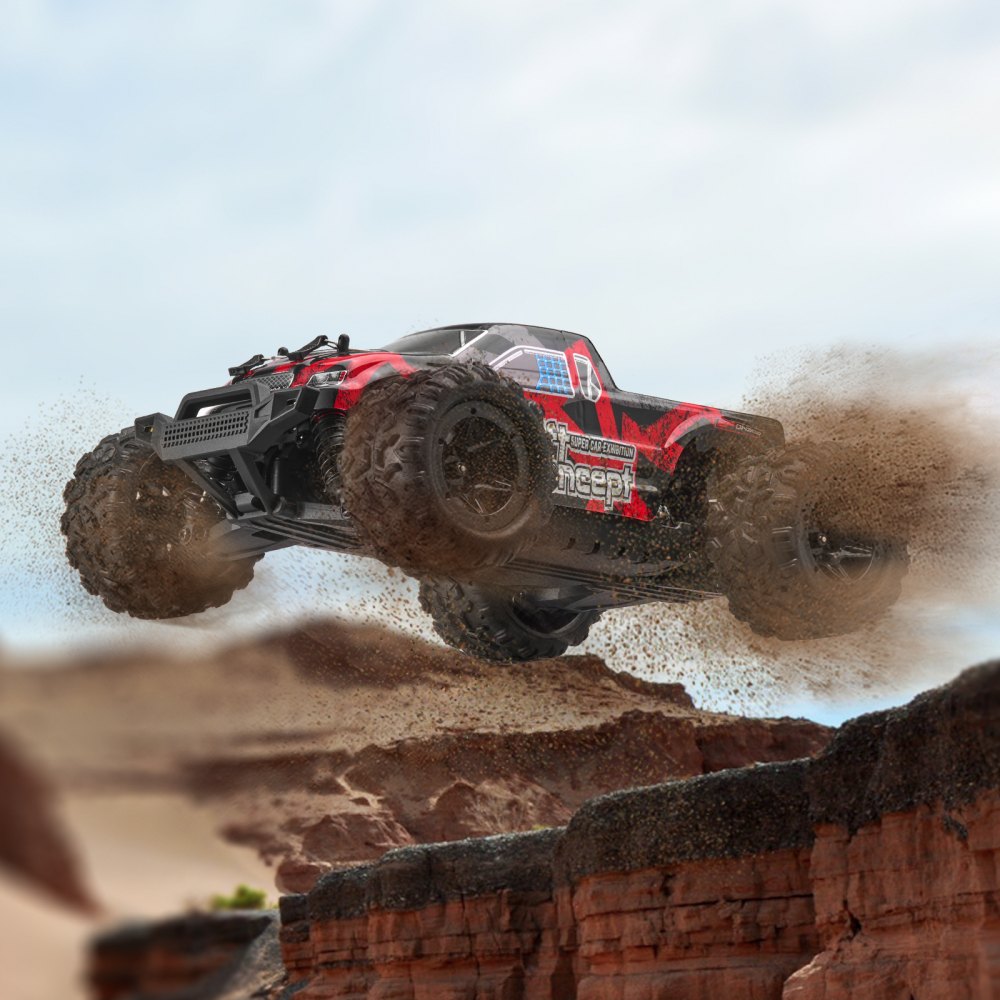 VEVOR Remote Controlled Car, 1:18 Scale, RC Car, All-Terrain 4WD Off-Road Monster Truck with 45° Wheelie & 2 Batteries, 36 km/h High-Speed Toy Car, Ideal for Children 8 Years and Over, IPX4