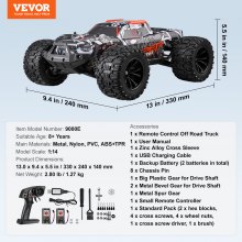 VEVOR Coche Teledirigido a Escala 1:14 de 330 x 240 x 140 mm para Niños, 38 km/h