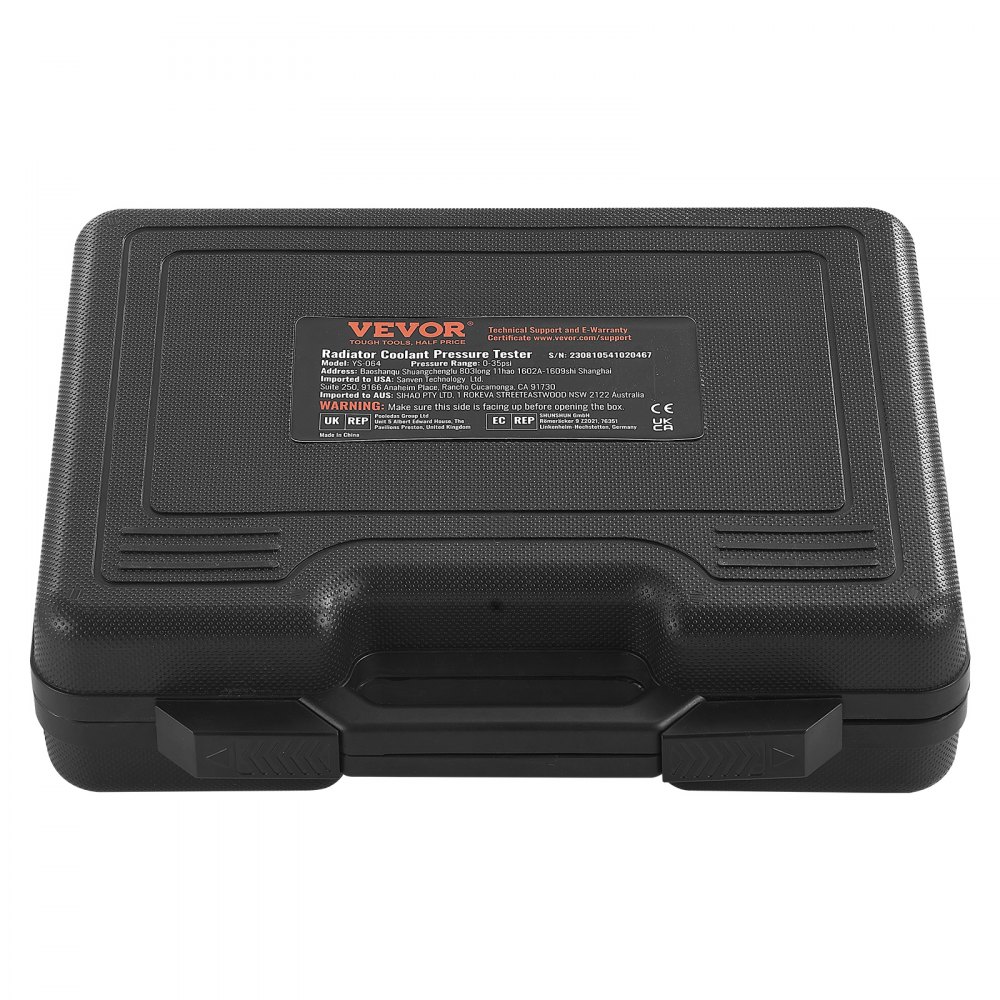 VEVOR 14-piece radiator coolant pressure tester set, pressure tester, coolant filling device, radiator bleeding device, cooling system tester including thermometer, 4 metal adapters and 8 test caps