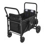 VEVOR Cochecito Plegable para 4 Niños, con Asa Ajustable, Arnés de Seguridad de 5 Puntos y Capota Extraíble, 4 Plazas, para Camping, Negro(Carga de 150 kg), Acero al Carbono, 1650 x 725 x 1250 mm