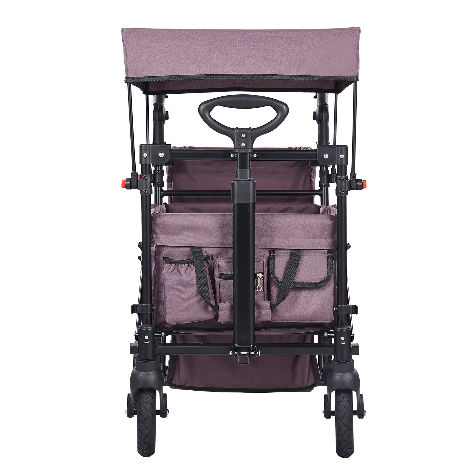 VEVOR Carro Plegable para 2 Niños Carga de 25 kg Cochecito con Asa Ajustable Cinturón de Seguridad Capota Extraíble Rueda de Freno Carrito de Transporte Multifunción para Acampar, Morado Oscuro