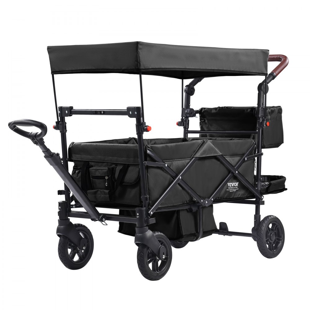 VEVOR Carro Plegable para 2 Niños Cochecito de Transporte 25kg con Capota Negro