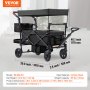 VEVOR Carro Plegable de 2 Asientos Carga de 25kg Cochecito con Asa Ajustable Cinturón de Seguridad Toldo Extraíble Rueda de Freno Carro de Transporte Multifunción para Camping, Playa, Negro