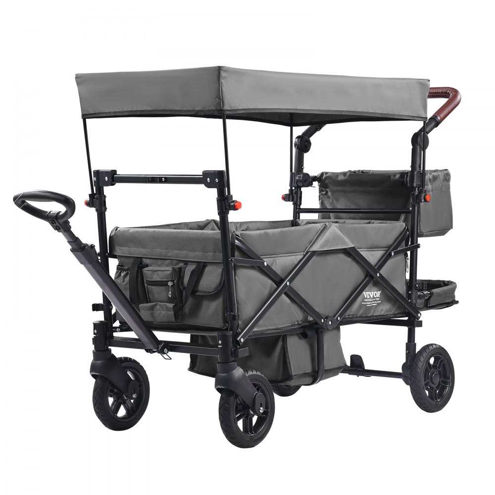 VEVOR Carro Plegable para 2 Niños Cochecito de Transporte 25 kg Gris Oscuro