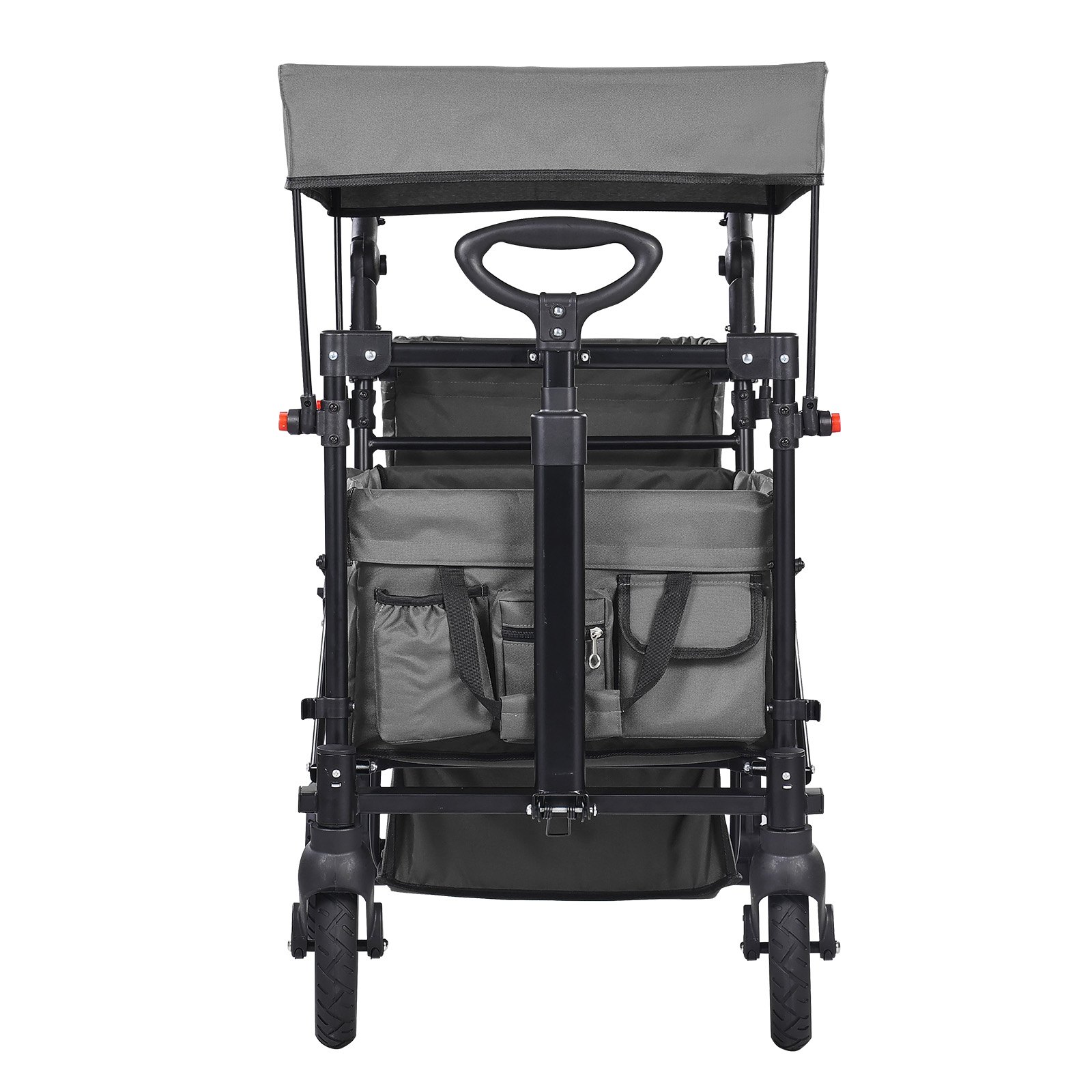 VEVOR Carro Plegable para 2 Niños Carga de 25 kg Cochecito con Asa Ajustable Cinturón de Seguridad Capota Extraíble Rueda de Freno Carrito de Transporte Multifunción para Acampar, Gris Oscuro