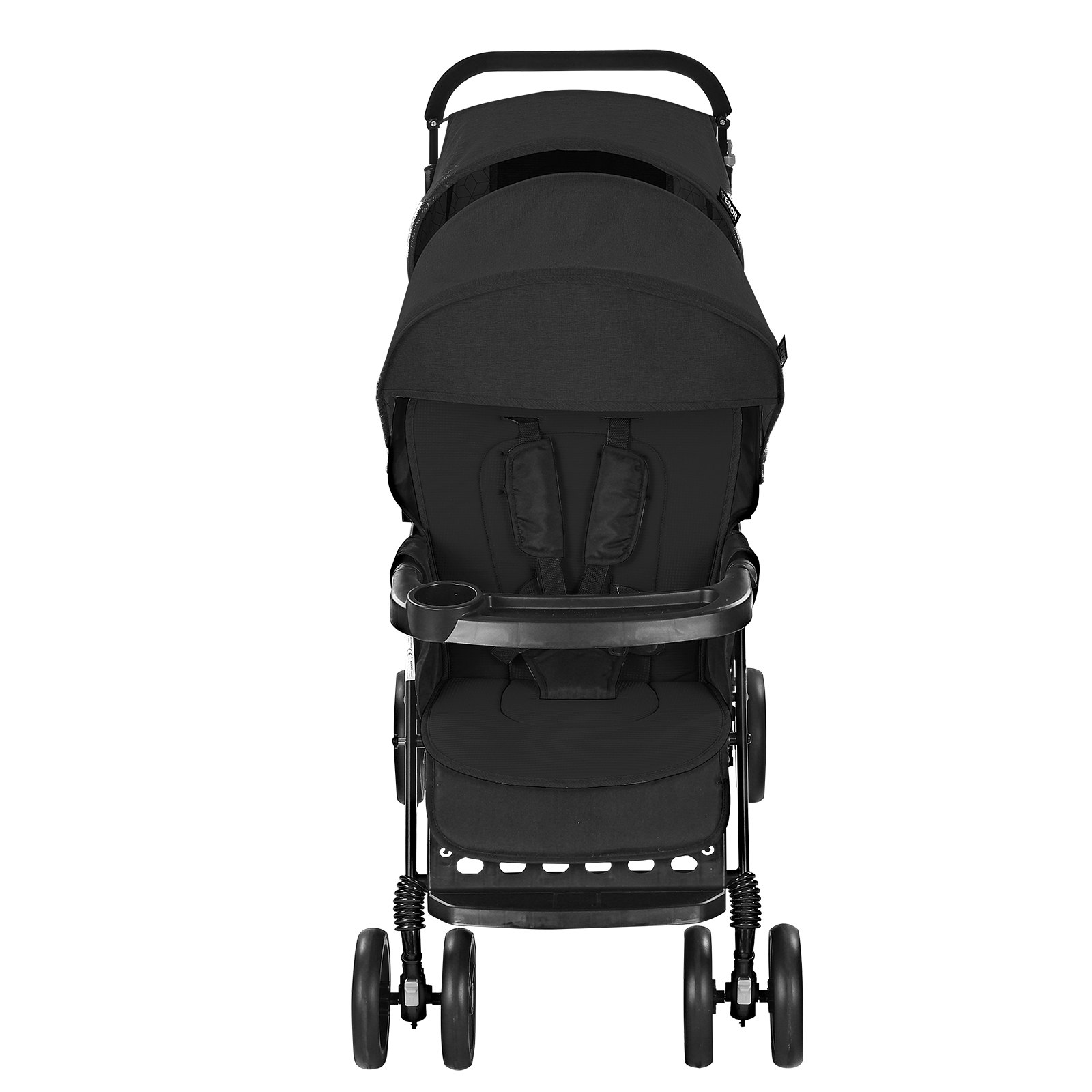 VEVOR Cochecito Doble Ligero y Plegable con Asiento Tándem Respaldo Reposapiés Ajustable Cinturón de Seguridad Envolvente Cesta de Almacenamiento para Recién Nacidos y Niños Pequeños, Negro