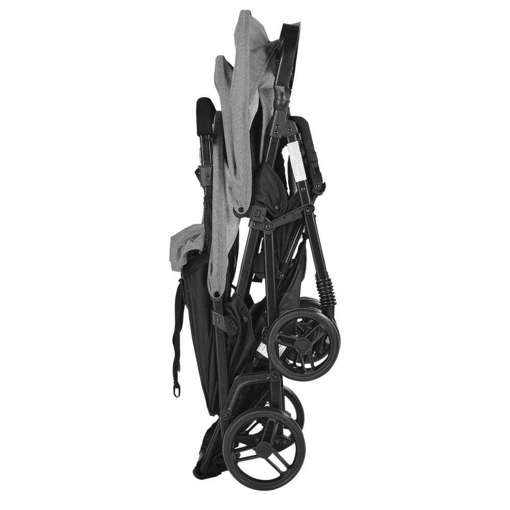 VEVOR Cochecito Doble Ligero y Plegable con Asiento Tándem Respaldo Reposapiés Ajustable Cinturón de Seguridad Envolvente Cesta de Almacenamiento para Recién Nacidos y Niños Pequeños, Gris Oscuro