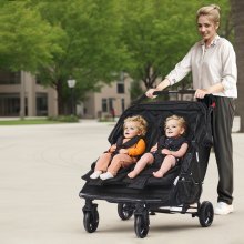 VEVOR Cochecito Doble Ligero Plegable de Lado a Lado para Niños Pequeños, Negro