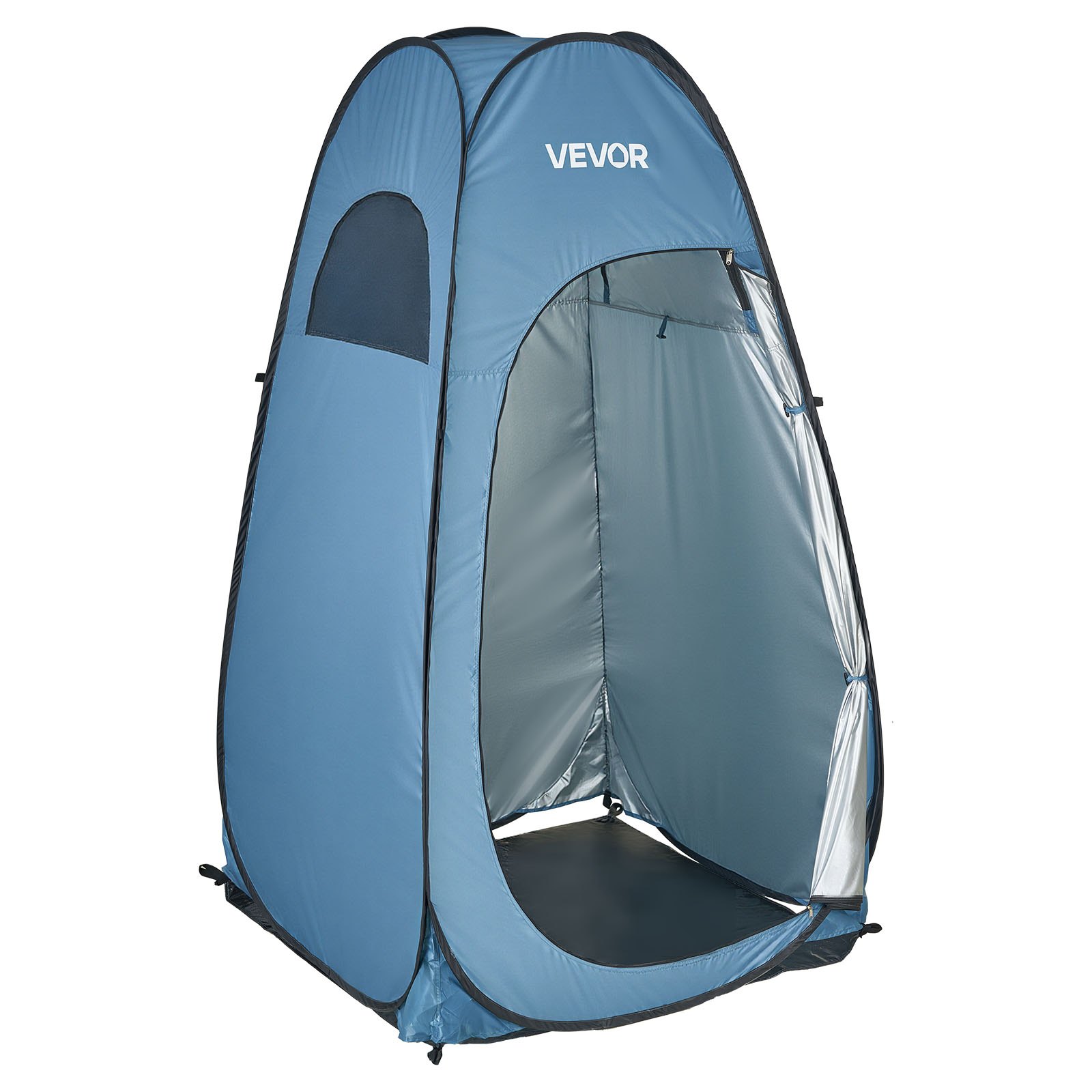 VEVOR Tienda de Privacidad Plegable con Instalación Instantánea y Cambiador, Incluye Piquetas, Cuerdas y Bolsa de Transporte, de Poliéster 190T, para Camping, Playa y Pesca, Azul, 119 x 119 x 210 cm
