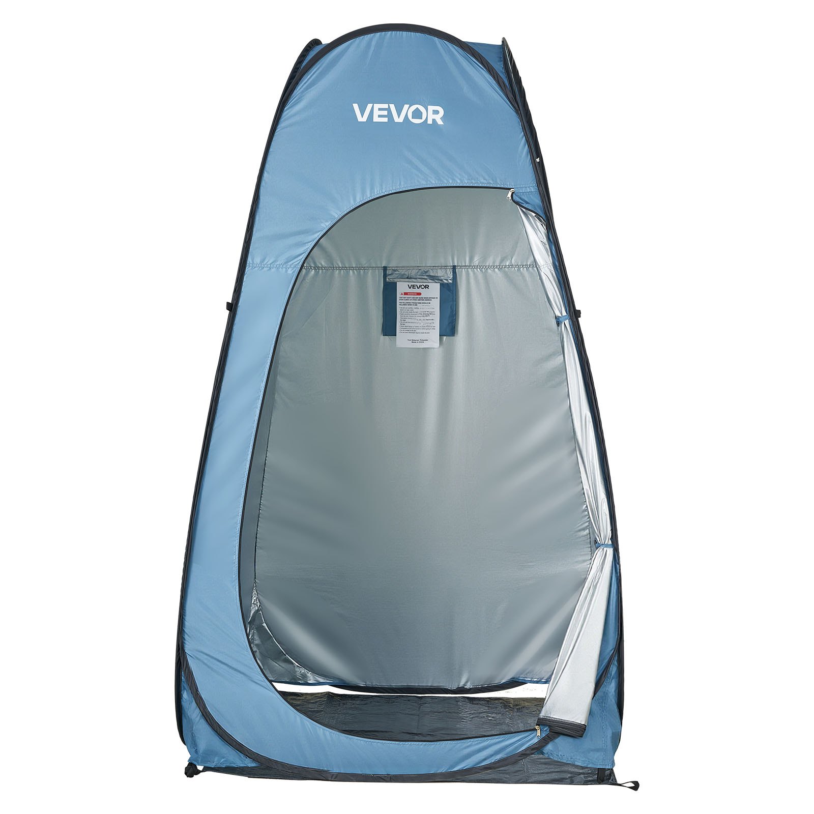 VEVOR Tienda de Privacidad Plegable con Instalación Instantánea y Cambiador, Incluye Piquetas, Cuerdas y Bolsa de Transporte, de Poliéster 190T, para Camping, Playa y Pesca, Azul, 119 x 119 x 210 cm