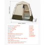 VEVOR Tienda de Campaña con Ducha y Baño, con Mampara de Privacidad y Cambiador, con Piquetas, Cuerdas, Bolsa de Transporte y Barra Transversal, para Camping, Playa, Caqui, 2500 x 1220 x 2180 mm