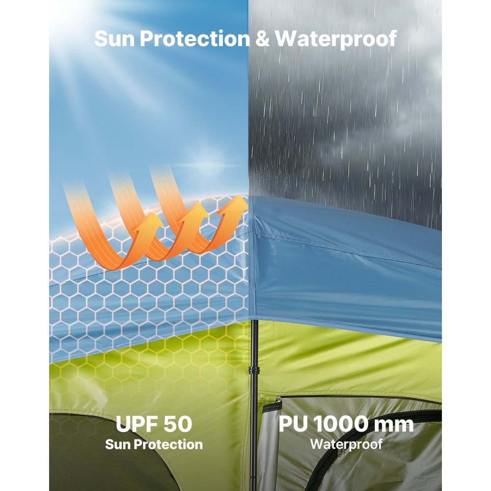 VEVOR Tienda de Ducha con Bolsa de Ducha, Piquetas, Cuerdas, Bolsa de Transporte y Postes de Soporte, Fabricada en Tejido Oxford 150D para Camping, Playa y Pesca, 2 Personas, 2133 x 1067 x 2133 mm